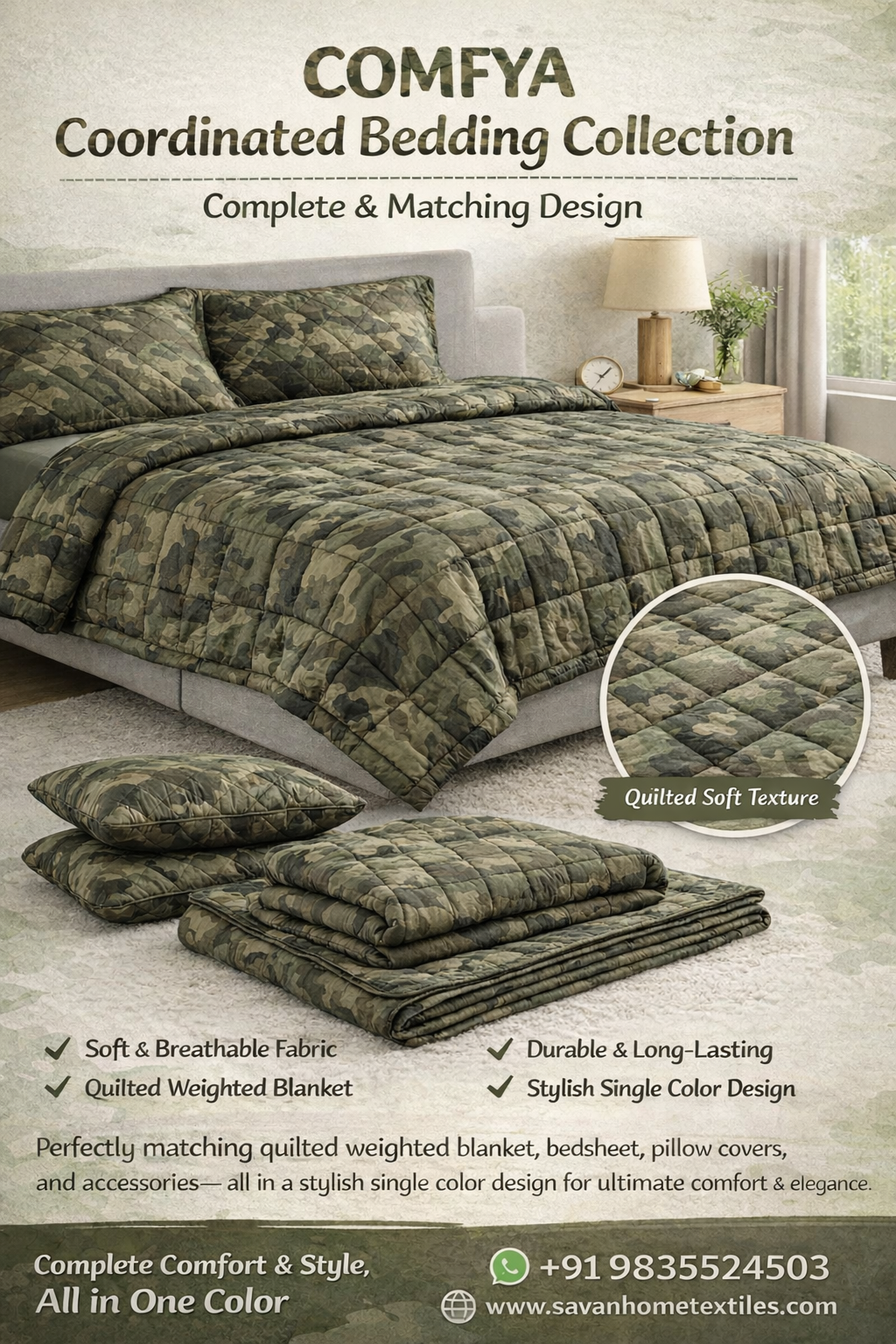 Quilted Weighted Blanket for soldiers Quilted Weighted Blanket - Image 1