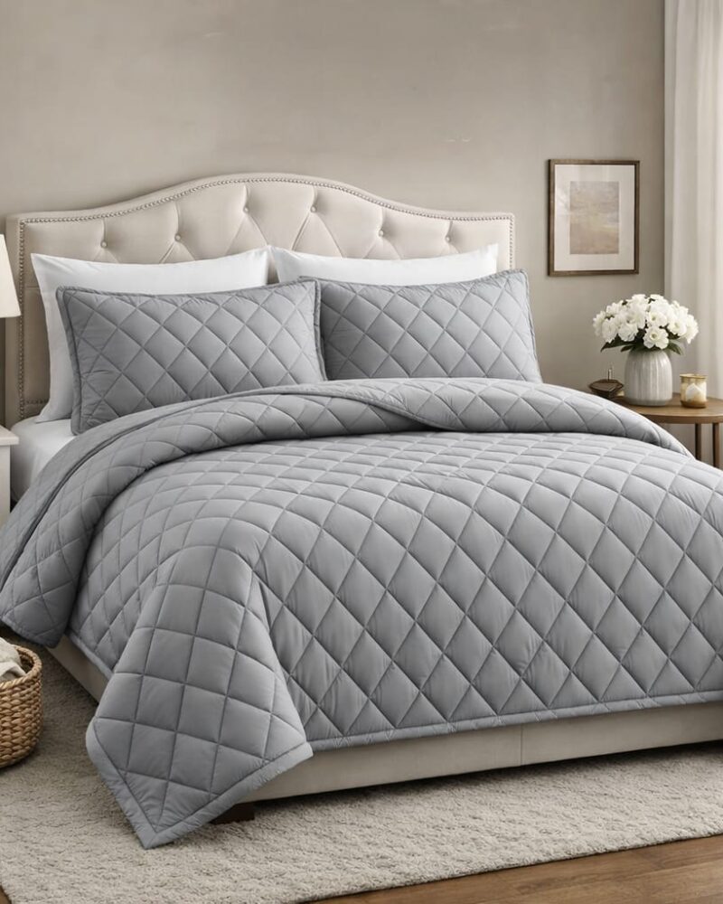 Premium Quilted Weighted Blanket Set with 2 Pillow Covers
