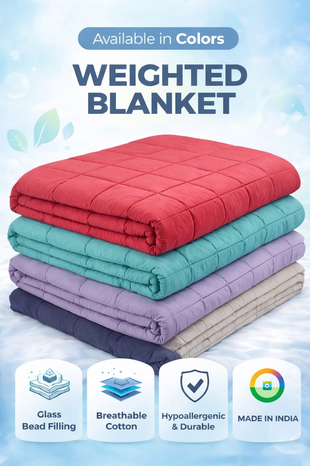 Luxury Quilted Weighted Blanket – Various Colors & Designs