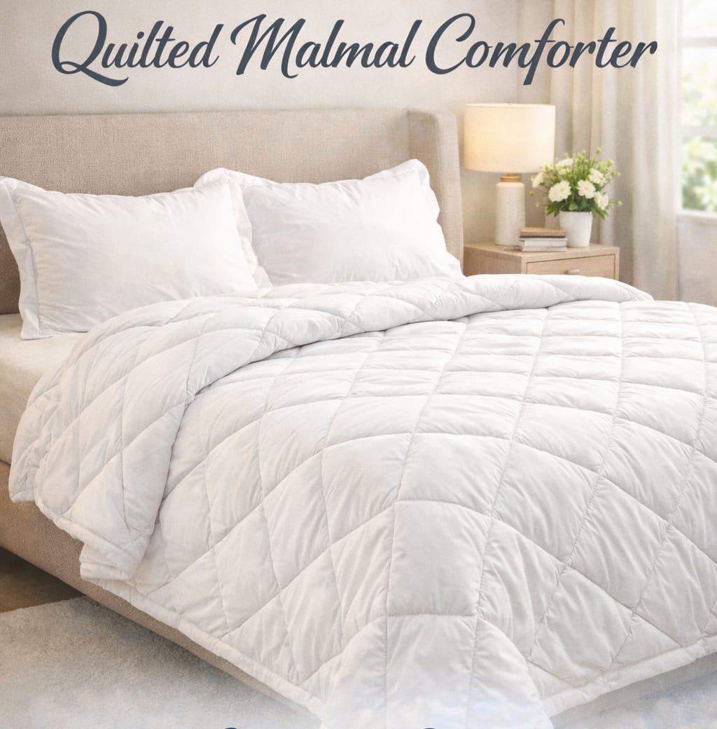 Quilted Malmal Fabric Comforter with 2 Pillow Covers