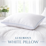 White Fiber Pillow with piping